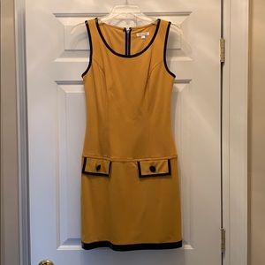 Gold with faux black leather trim dress
